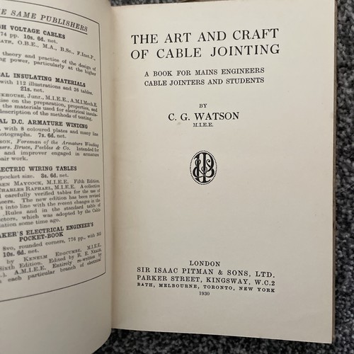 The Art And Craft Of Cable Jointing Book C G Watson Electrics Pitman 1930 IDRU - Foto 9 di 16