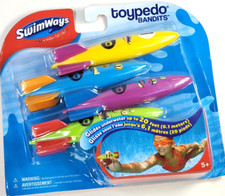SwimWays TOYPEDO BANDITS 4-Pack Assorted Colors Underwater Gliders 12298 