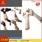 Women Winter Gloves Fingerless Knit Warm Mittens Faux Fur Long Short White Black