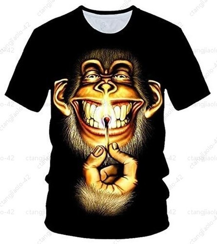Animal monkey pattern Design T Shirt Tee Top Mens Graphic Print Sizes XS-6XL - Picture 10 of 17
