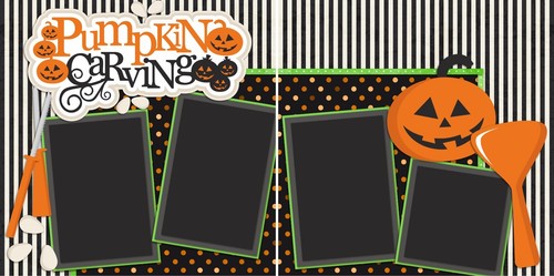 PUMPKIN CARVING - 2 Premade Scrapbook Pages - EZ Layout 2157 - Imagen 4 de 4