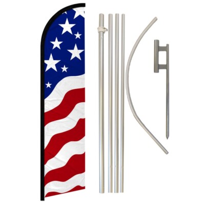 New Glory USA Windless Banner Swooper Advertising Flag Pole Kit  USA Flag