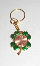 Lucky Penny Coin Token Lincoln Keychain Chain 2000 Birthday Clover Luck Cent BU 