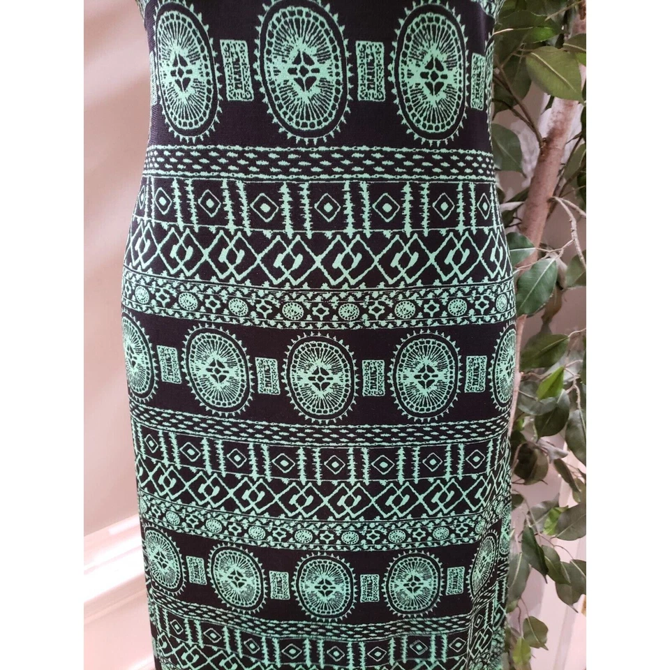 Maxi Vestido Largo Sin Mangas AB Studio Mujer Negro y Verde Poliéster Cuello Redondo XS Foto 3 de 4