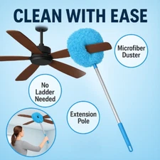 Ceiling Fan Duster with Extension Pole, Microfiber Cleaner for High Ceiling 50"
