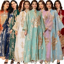 Muslim Women Islamic Dress Abaya Kaftan Long Sleeve Maxi Dubai Arab Size 4-16