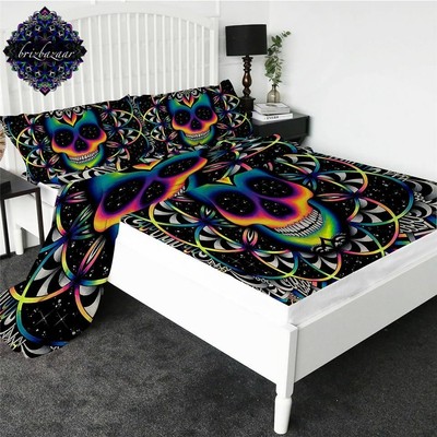 Chaos By Brizbazaar Bedlinen Skull Flat Sheet Galaxy Mandala Gothic Bed Set Ebay