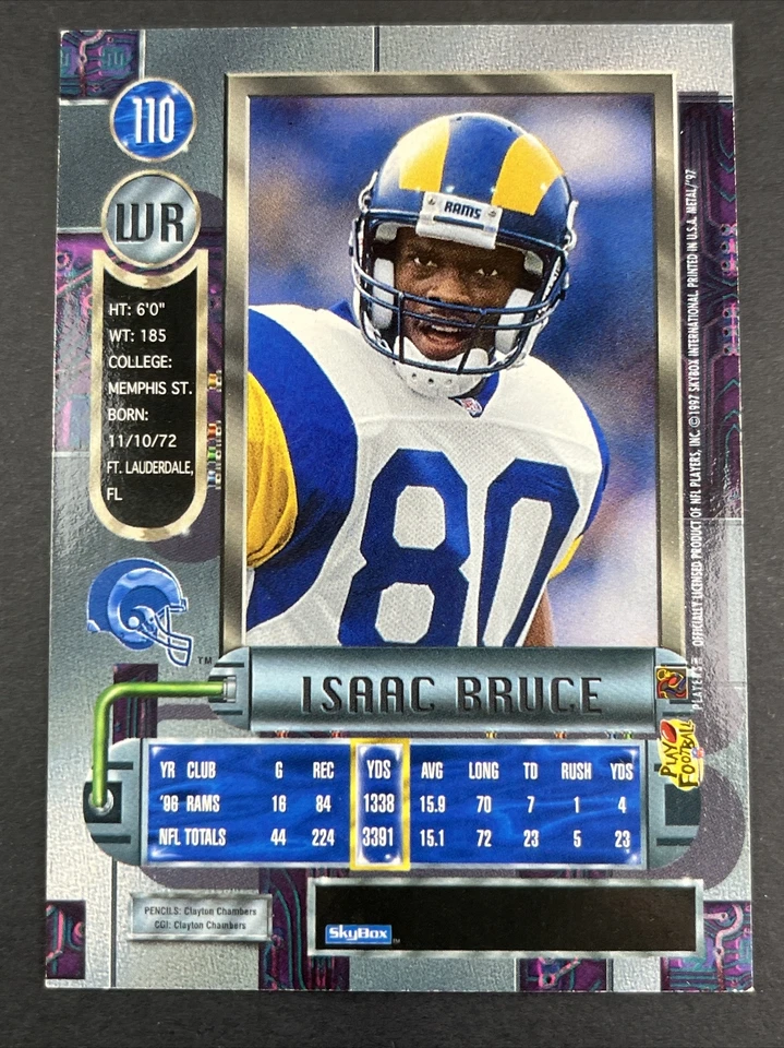 1997 Metal Universe, Isaac Bruce, #110, Isaac Bruce, Los Angeles Rams - Image 2 of 2