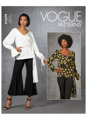 Vogue R10456 Wrap Top w Fabric Pull Thru Sz 6-14, 14-22 UNCUT Pattern V1679 EASY