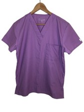 Butter Soft Womens XS Scrub Top Lavender Snap Pockets Short Sleeve Hourglass Cut