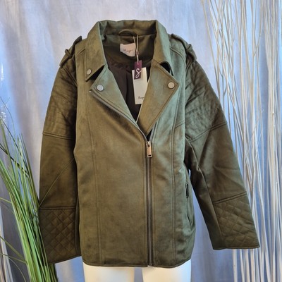 Grün Jeansjacke Damen Khaki Lederimitat Jacke Damen GrÃ¼n Sheego