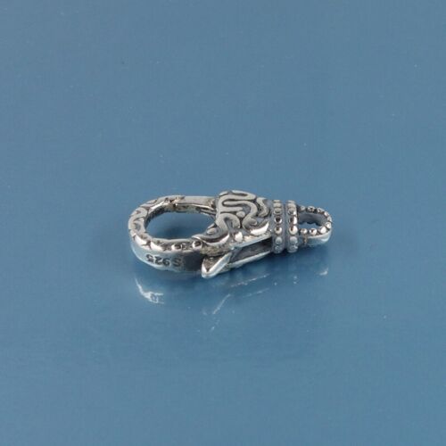 Antiqued Sterling Silver Wave Lobster Claw Clasp Connector 16.5mm #44076 - Picture 3 of 4