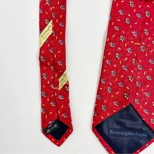 Vintage Ermenegildo Zegna Luxus Boho schicke Blumen rot blau Power Seide Krawatte - Bild 4 von 9