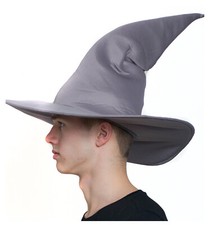 Men's Wizard Merlin Warlock Gandalf Wire Brim Adult Costume Hat Grey Gray