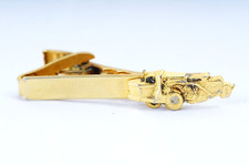 Vintage Tractor Truck Heavy Equipment Gold Tone Tiebar Clip