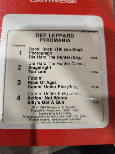 Rare Sealed Def Leppard PYROMANIA 8 Track Tape 1983 Mercury - Picture 2 of 3