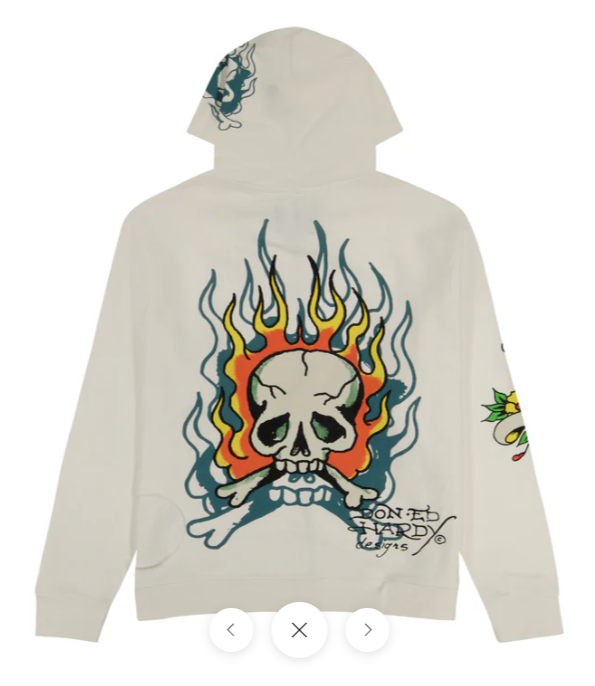 NWT ED HARDY Jogger SET Flame Skull Zip Up Hoodie Lounge Sweat