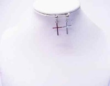Silver Plated Smooth Cross Charm Earrings