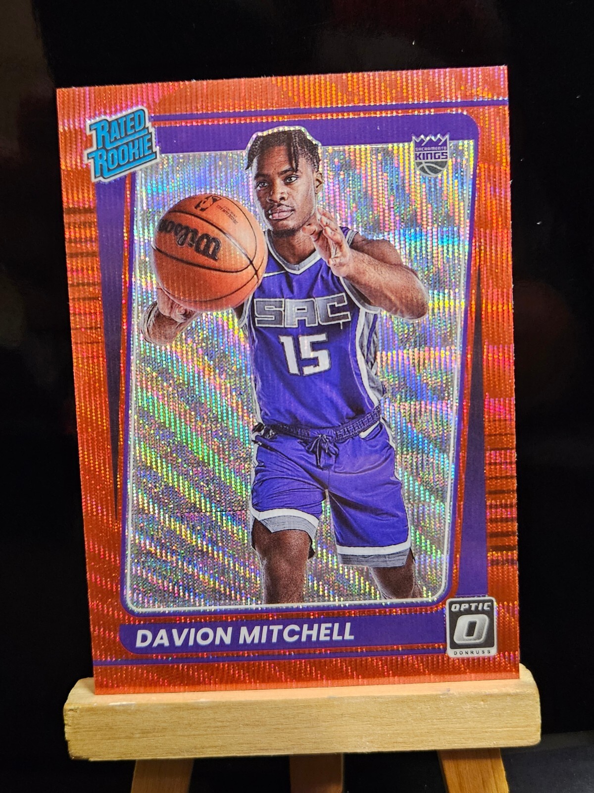 2021-22 Donruss Optic Davion Mitchell Rated Rookie Red Wave Prizm #155 Kings