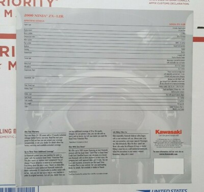 NOS Kawasaki 2000 Ninja ZX-12R Original Dealer Brochure 99969-2653
