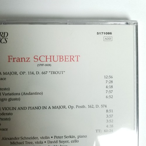 Schubert Trout Quintet CD Sealed MHS / Vanguard Classics 5171086 - Imagen 8 de 9