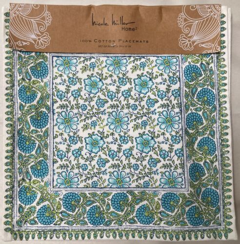 NIP NICOLE MILLER 60 X 84 MULTI COLOR TABLECLOTH PLUS 4 MATCHING PLACE MATS - Picture 3 of 4