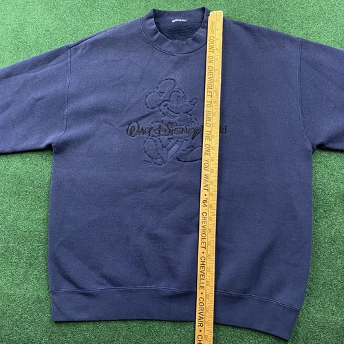 Vintage Mickey Mouse Sweatshirt Mens L Blue 90S Walt Disney Embossed Sweater - Picture 5 of 6
