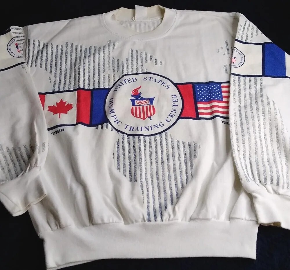 Sudadera ligera vintage rara de los Juegos Olímpicos de 1992 estampada completa talla S-M