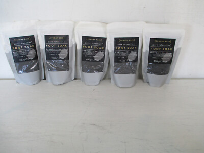 Lot of 5 Sunday Rain Pure Relaxation Bamboo and Charcoal Foot Soak NEW 13.9oz
