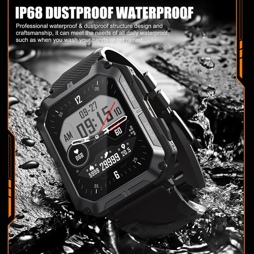 Men Tactical Military Smart Watches Health Tracker Waterproof for Android iPhone - Picture 9 of 34