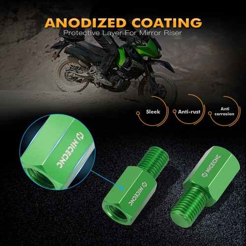 For Kawasaki KLR650 2008-2024 Mirror Extender Riser Extension Bracket M10x1.25 - Foto 7 di 14