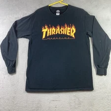 Thrasher Magazine Shirt Adult Medium Black Logo Flame Graphic Skateboarding Tee