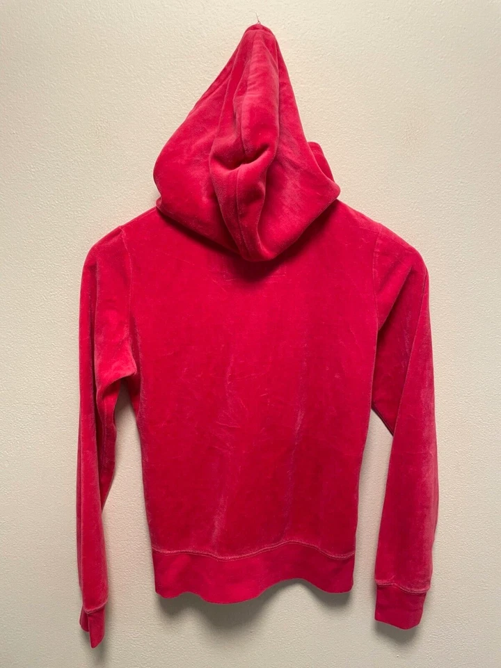 Chaqueta de Pista Reflex Juniors Talla Pequeña Rosa Caliente Terry Terciopelo Cremallera Completa Con Capucha Y2K Foto 2 de 4