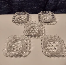 5 Fostoria American Square Ashtrays 2056-Small Individual Dainty -3" -VTG 1940's