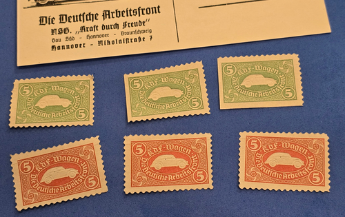 THIRD REICH VW VOLKSWAGEN AUTO CAR AD NAZI German postcard collection w Stamps - Picture 2 of 6
