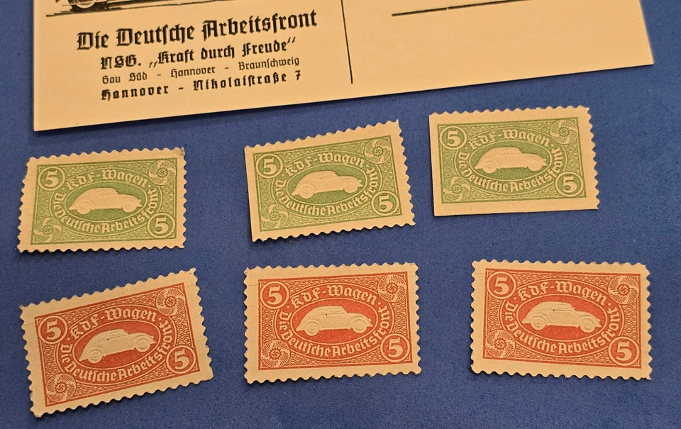 TERCER Reich vw volkswagen auto car ad nazi colección de postales alemanas con estampillas Foto 2 de 4