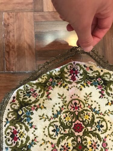 2x craft Antique french knot tapestry needlepoint table runners metallic trim - Bild 10 von 12