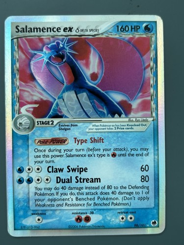 Salamence ex 98/101 —EXC — Dragon Frontiers — Delta Species — Rare Pokemon Card
