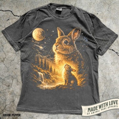 Bunny Howling to the Moon Vintage T-Shirt Silly Rabbit Tee Easter Gift 90s Ful