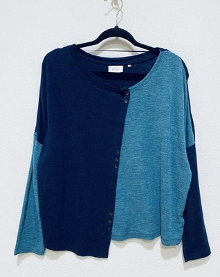 Foil Anthropologie Sweater Womens Medium Blue Asymmetrical Merino Wool Structure