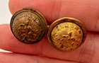 Antique (2) EUREKA 15mm Civil War CF1 Face, Post-War Back Military Guard Buttons