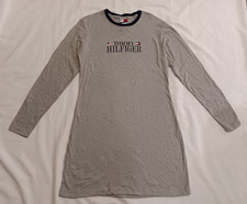 Vtg Tommy Hilfiger T-Shirt Dress Gray Med Long Sleeve NWT Made In USA 90s Y2K