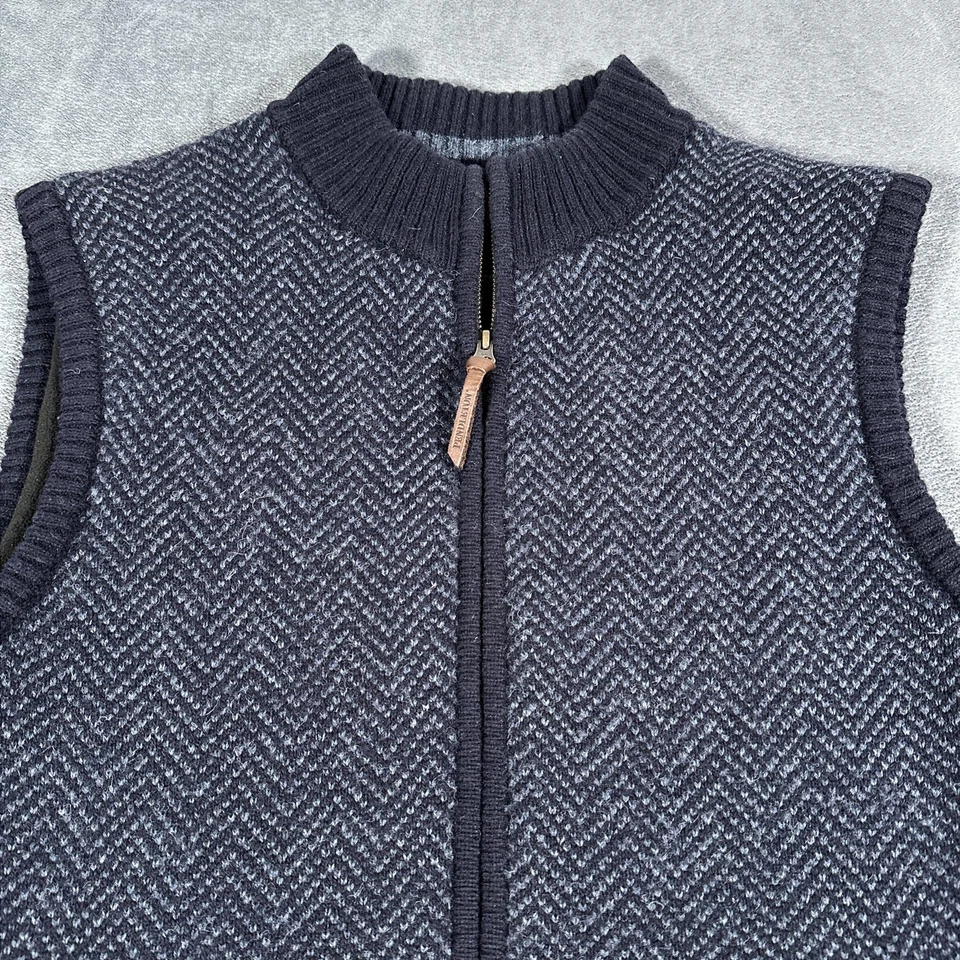 Pendleton Vest Mens Large Gray Wool Full Zip Herringbone Knit Pockets Washable - Image 3 of 4