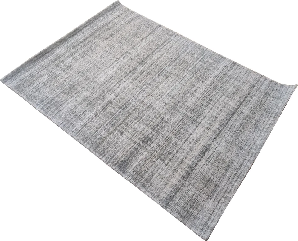 Alfombras telares hechas a mano gris cielo 4 x 6 alfombras 100 % lana 120x180 cizalla aleatoria Foto 2 de 4