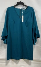 Trina Turk Women Blue Bell Sleeve Modern Dress Size 6