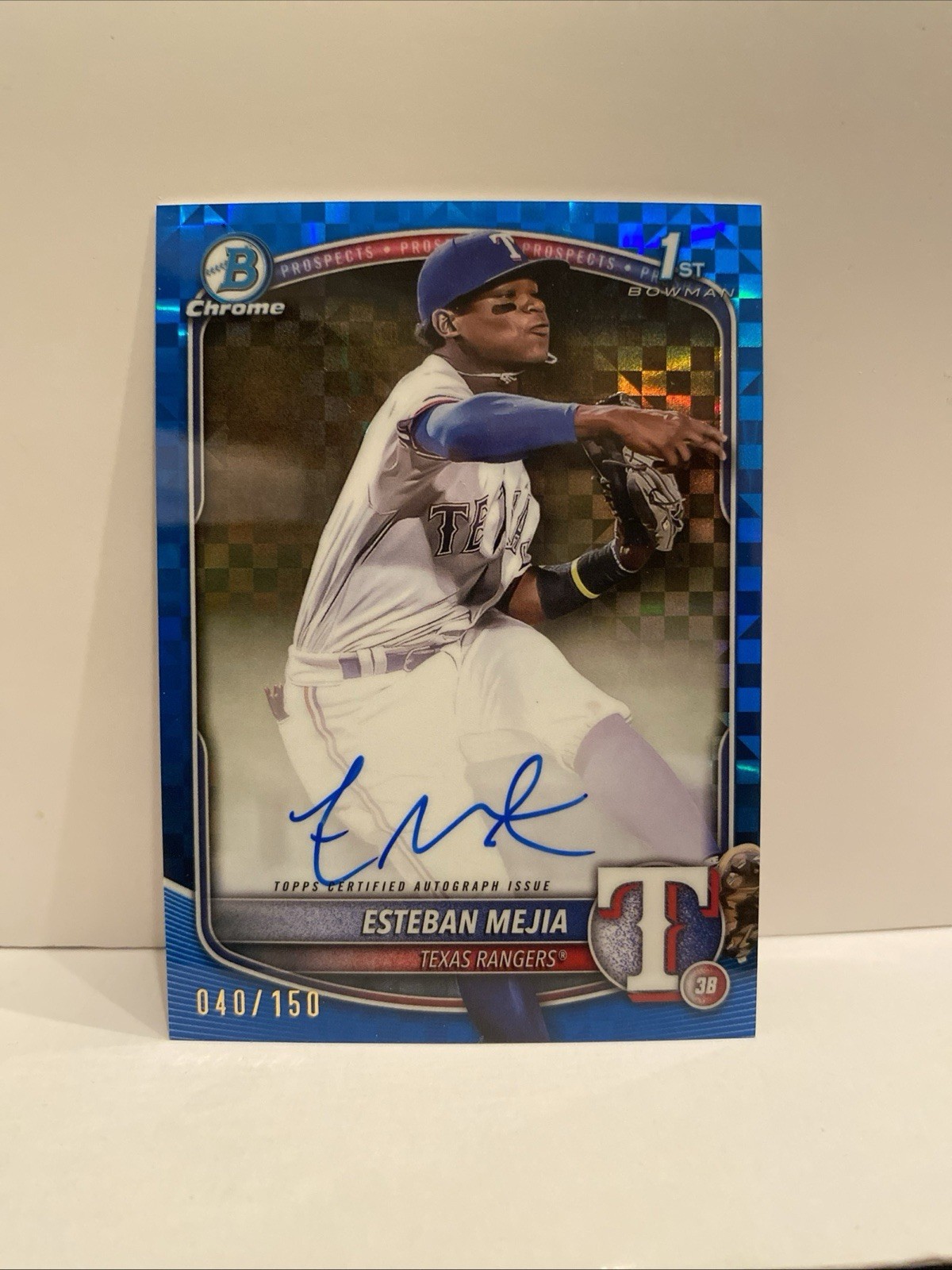 2025 Bowman Chrome Prospect Blue X-Fractor /150 Esteban Mejia #CPA-EM Auto