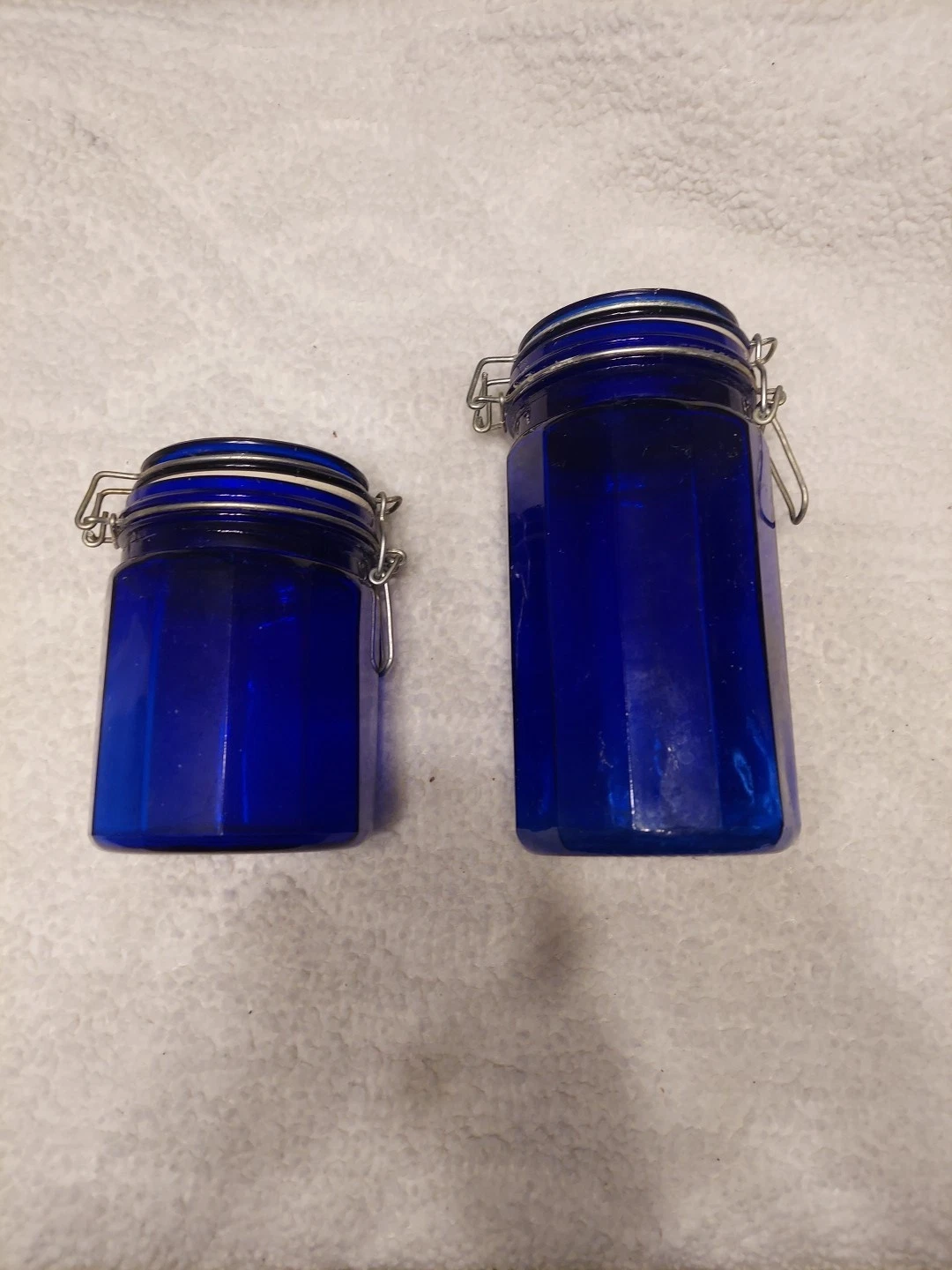 Set Of 2 Colbalt Blue Canisters