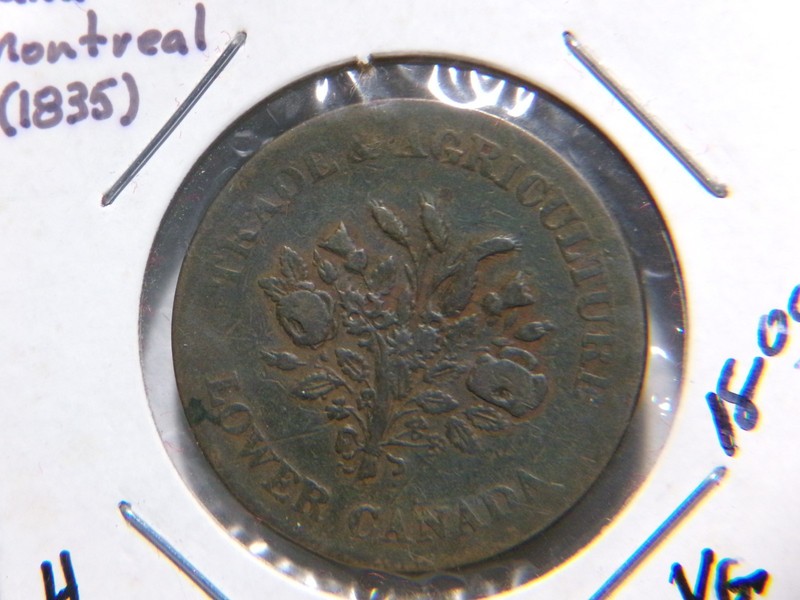 1835/1836 Lower Canada Bank of Montreal un sou bank half penny token