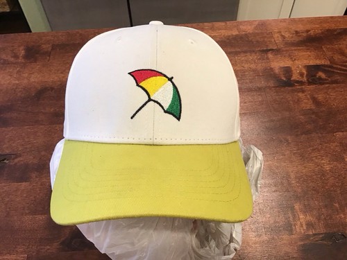 New ARNOLD PALMER SPIKED Golf Hat Cap, WHITE & YELLOW