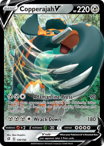 Copperajah V 136/192 Holo V Rare Rebel Clash Pokemon Near Mint